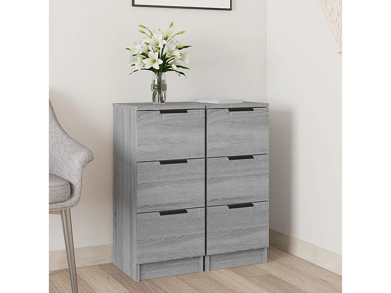 Buffets | Bahuts | Meuble de rangement 2 pcs Sonoma gris 30x30x70 cm Bois d'ingénierie