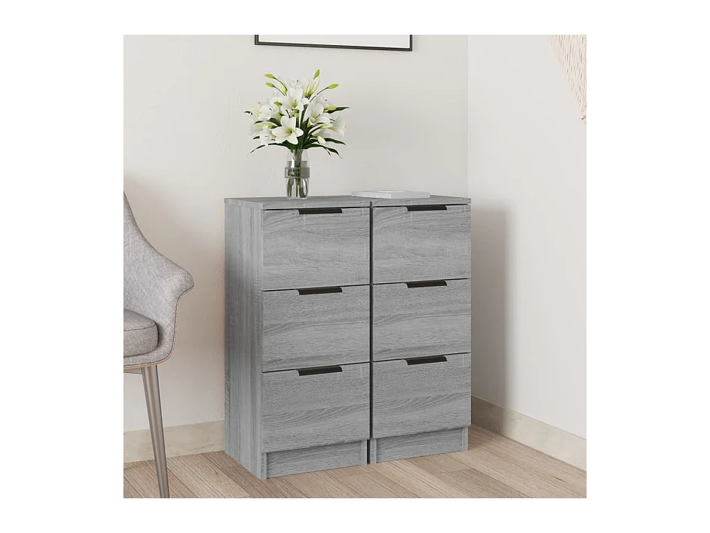 Buffets | Bahuts | Meuble de rangement 2 pcs Sonoma gris 30x30x70 cm Bois d'ingénierie