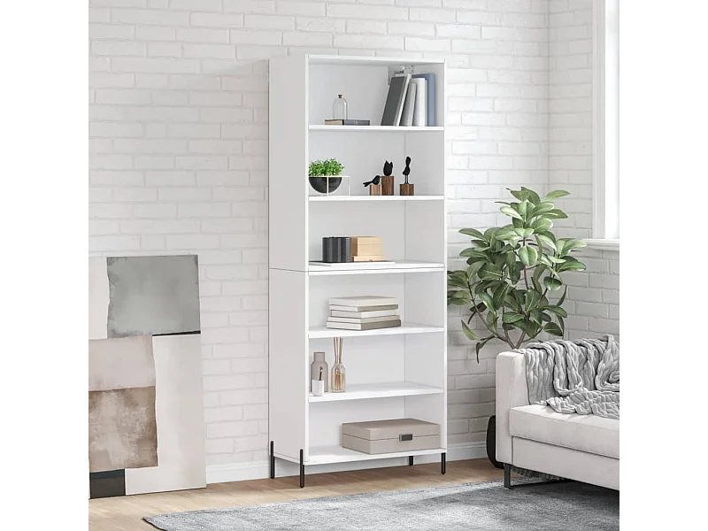 Credenza | Buffet | Armadio Bianca 69,5x32,5x180 cm Legno Multistrato