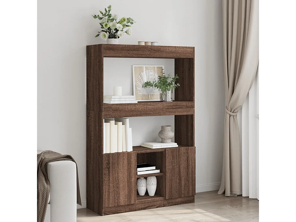 Buffet | Bahut | Meuble de rangement haut chêne marron 92x33x140 cm bois d'ingénierie