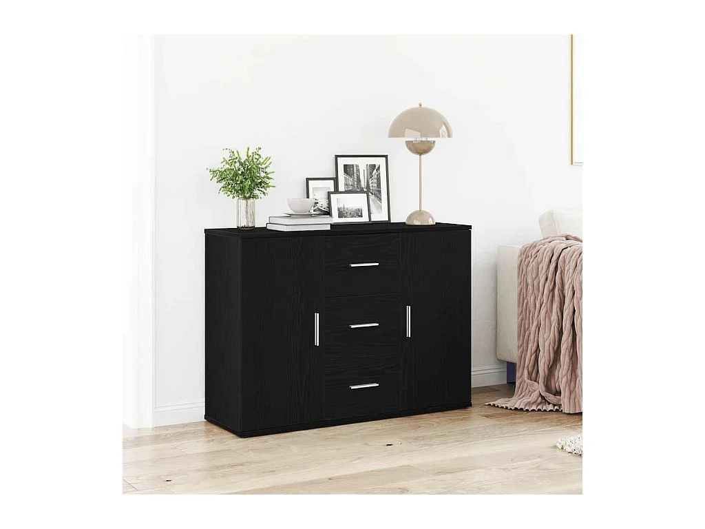 Credenza | Buffet | Armadio Rovere Nero 91x29,5x65 cm in Legno Multistrato