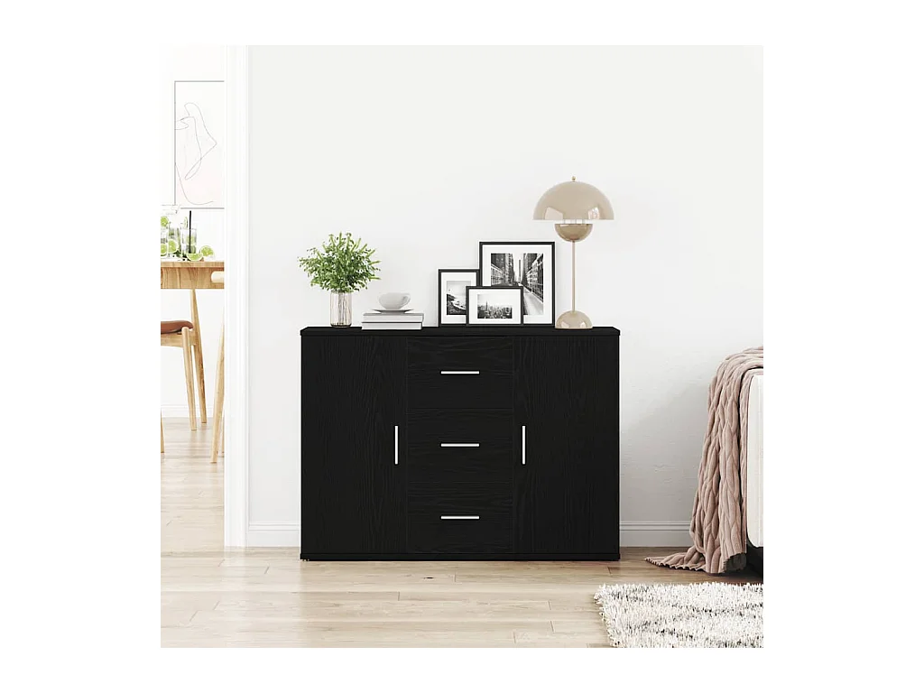 Credenza | Buffet | Armadio Rovere Nero 91x29,5x65 cm in Legno Multistrato