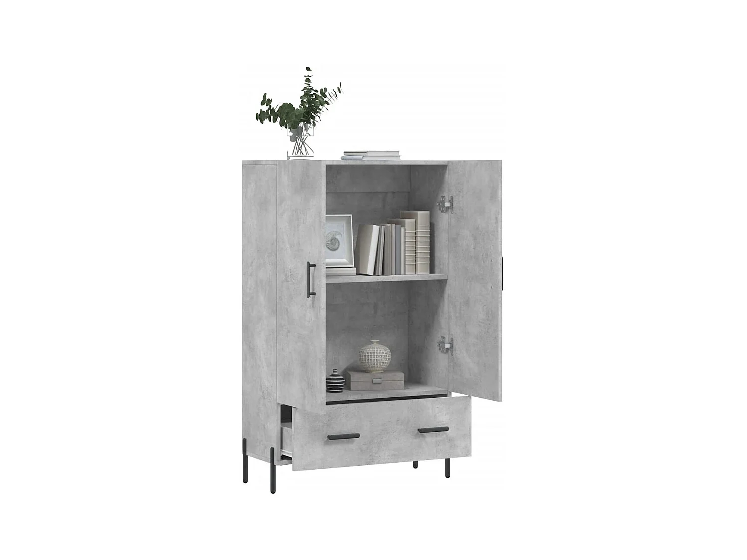Buffet | Bahut | Meuble de rangement haut gris béton 69,5x31x115 cm bois d'ingénierie