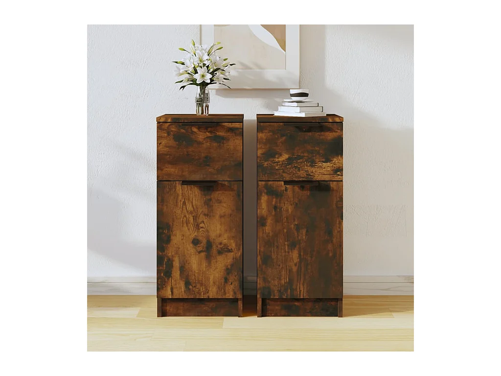 Credenze | Buffet | Armadi 2 pz Rovere Fumo 30x30x70 cm in Legno Multistrato