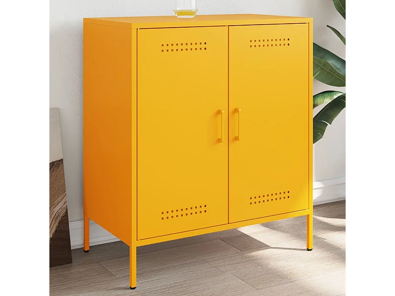 Buffet | Bahut | Meuble de rangement jaune moutarde 68x39x79 cm acier