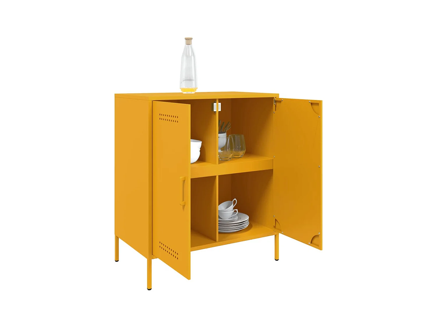 Buffet | Bahut | Meuble de rangement jaune moutarde 68x39x79 cm acier