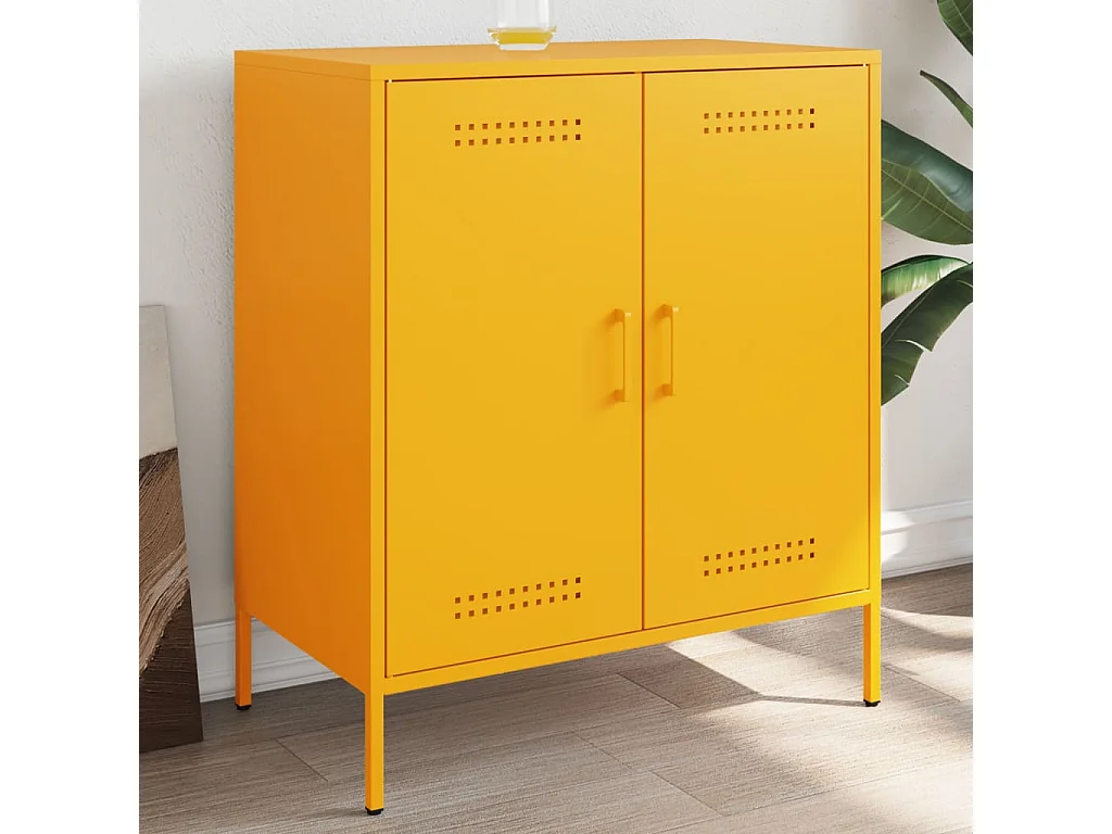 Credenza | Buffet | Armadio Giallo Senape 68x39x79 cm in Acciaio