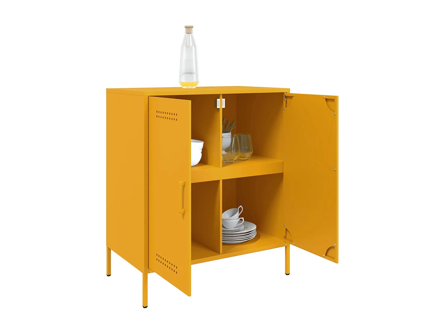 Credenza | Buffet | Armadio Giallo Senape 68x39x79 cm in Acciaio
