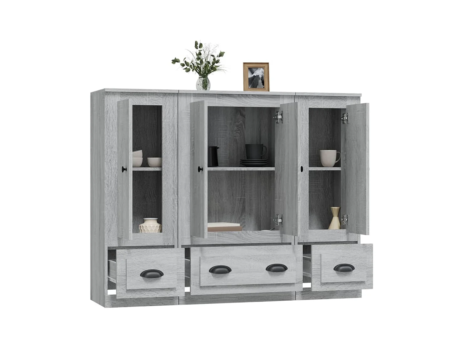 Buffets | Bahuts | Meuble de rangement 3 pcs sonoma gris bois d'ingénierie