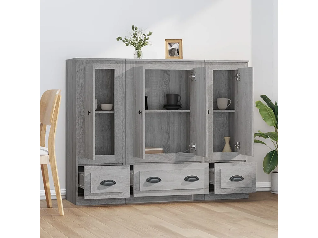 Buffets | Bahuts | Meuble de rangement 3 pcs sonoma gris bois d'ingénierie
