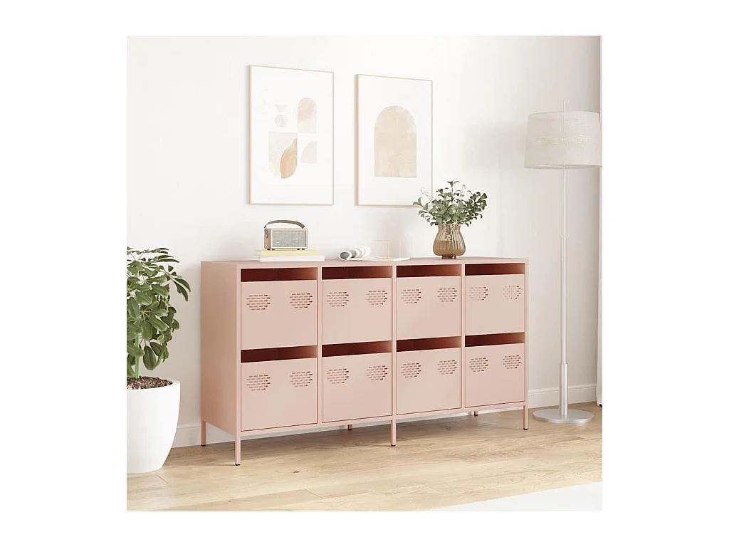 Buffet | Commode à tiroir | Meuble de rangement rose 135x39x73,5 cm acier laminé à froid