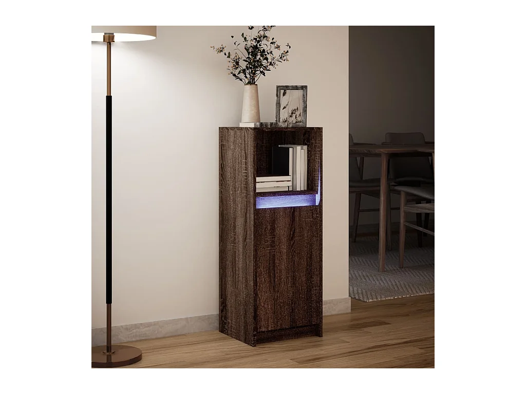 Buffet | Bahut | Meuble de rangement avec LED chêne marron 38x34x100 cm bois d'ingénierie