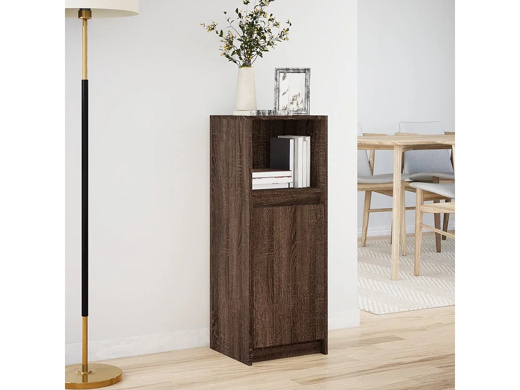Buffet | Bahut | Meuble de rangement avec LED chêne marron 38x34x100 cm bois d'ingénierie