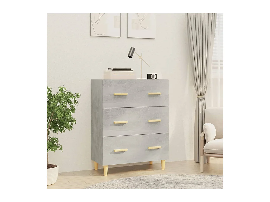 Credenza | Buffet | Armadio Grigio Cemento 70x34x90 cm in Legno Multistrato