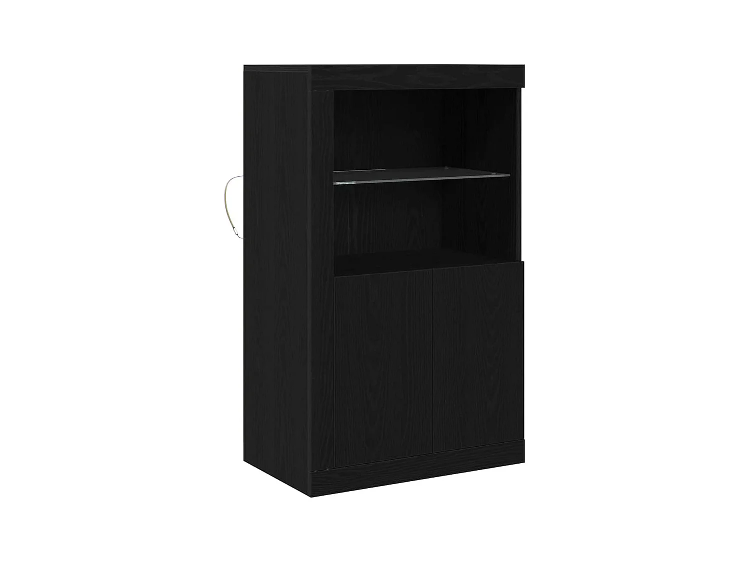 Credenza | Mobile | Armadio con luci LED Rovere Nero 60,5x37x100 cm