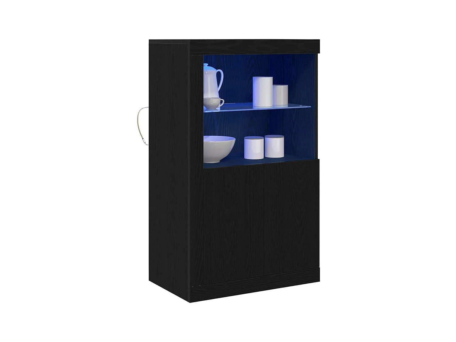 Credenza | Mobile | Armadio con luci LED Rovere Nero 60,5x37x100 cm