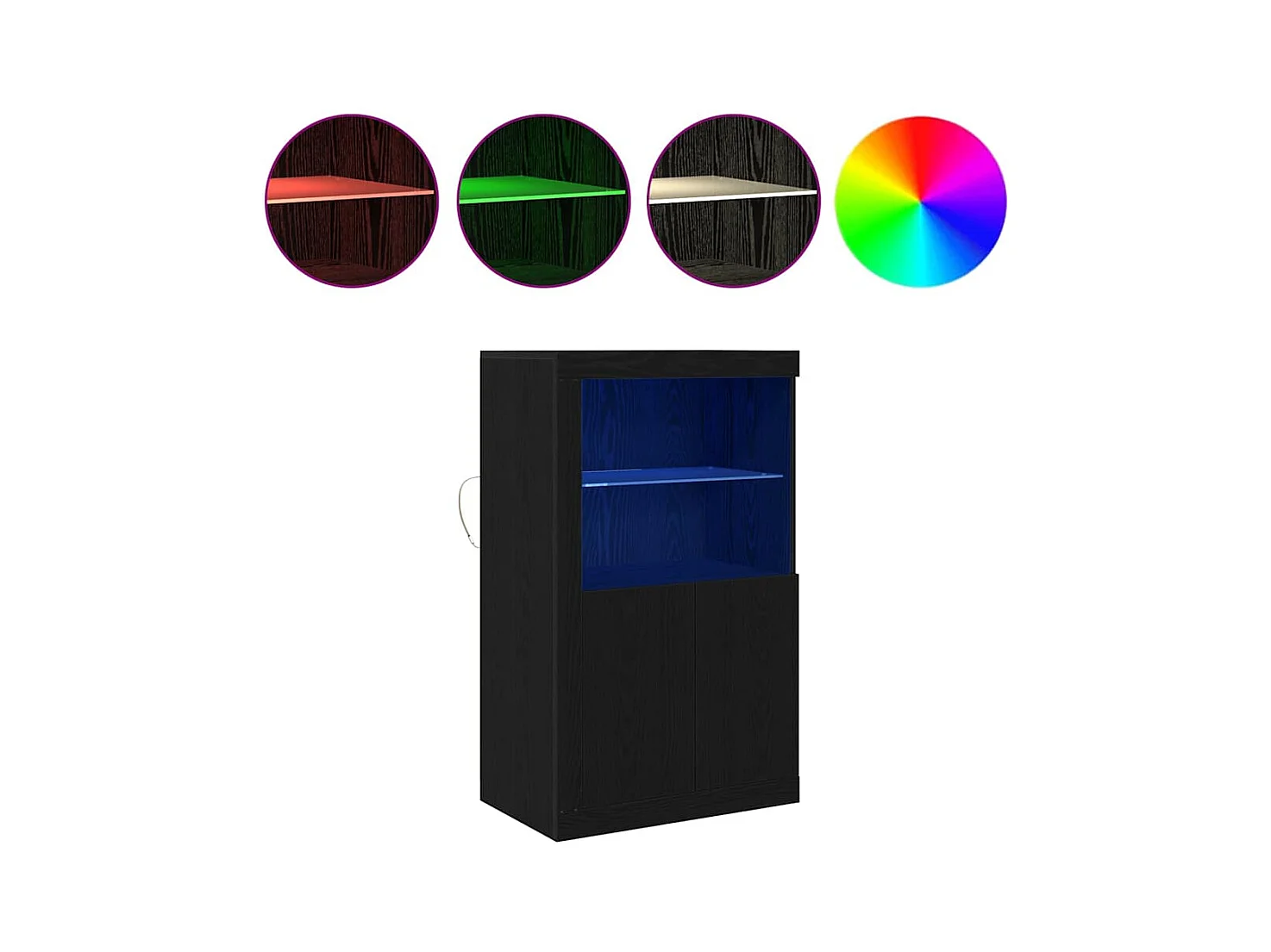 Credenza | Mobile | Armadio con luci LED Rovere Nero 60,5x37x100 cm