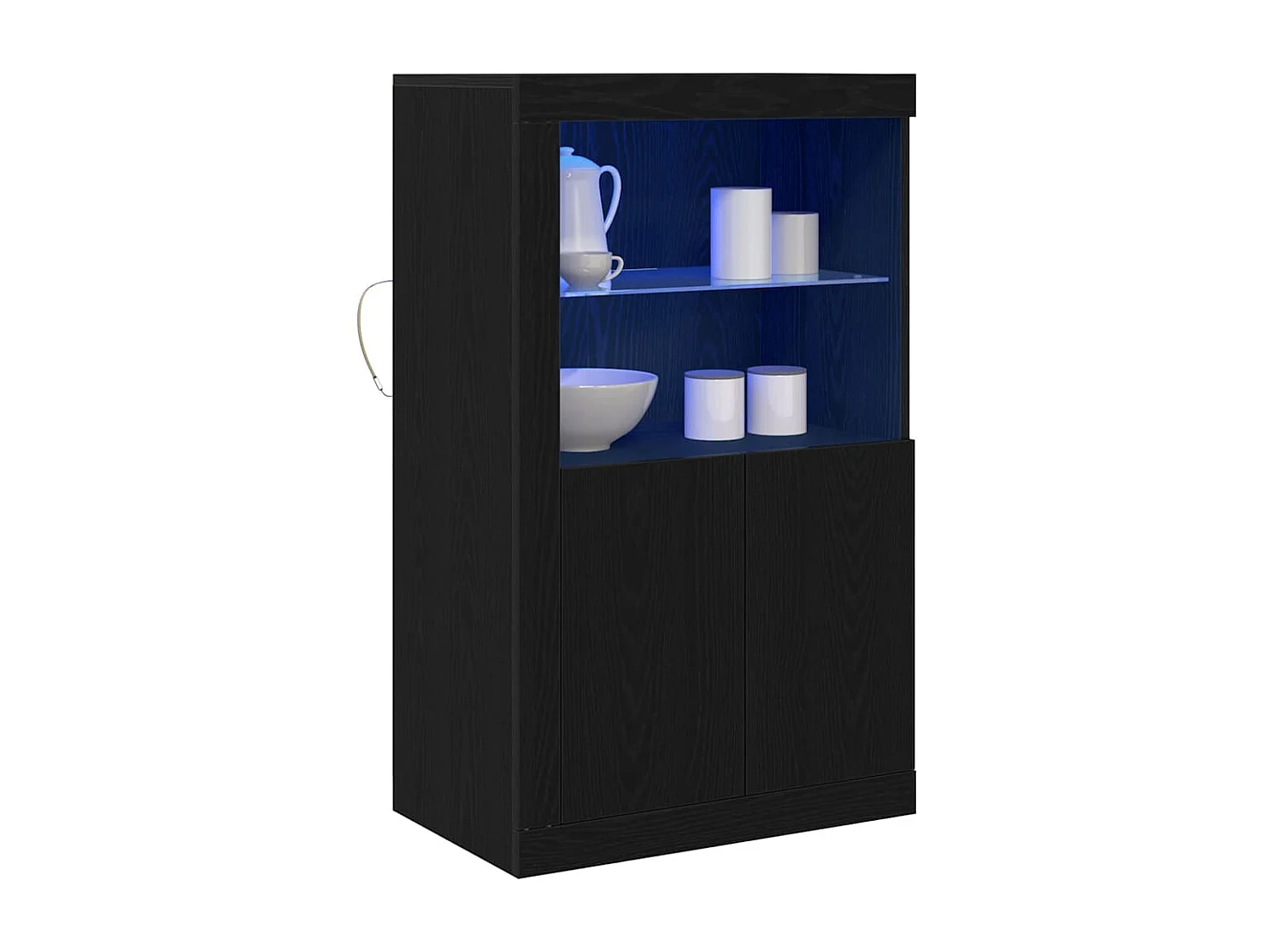 Buffet | Bahut | Meuble de rangement avec lumières LED Chêne noir 60,5x37x100 cm