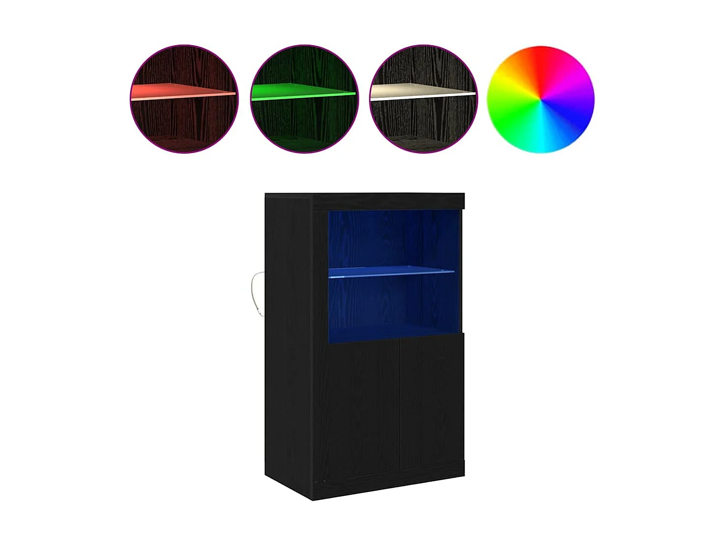 Buffet | Bahut | Meuble de rangement avec lumières LED Chêne noir 60,5x37x100 cm