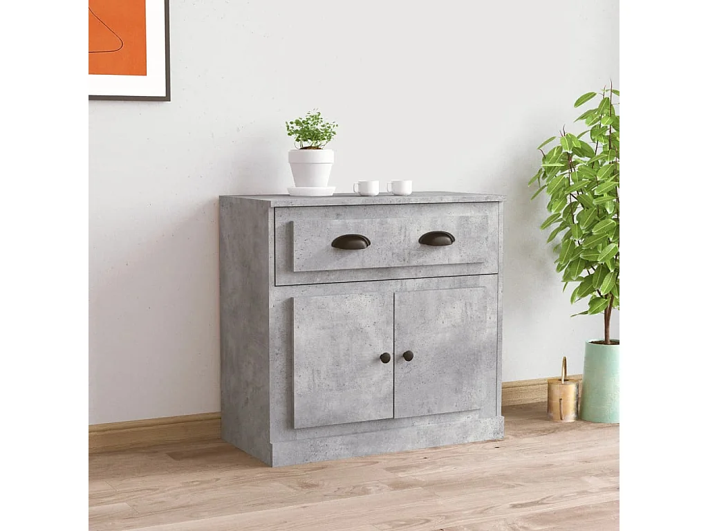 Buffet | Bahut | Meuble de rangement gris béton 70x35,5x67,5 cm bois d'ingénierie