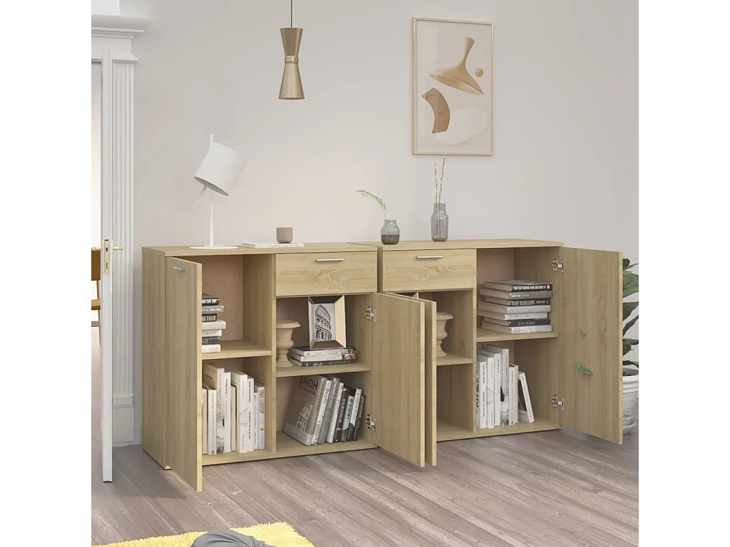 Buffet | Commode à tiroir | Meuble de rangement Chêne sonoma 160x36x75 cm Bois d'ingénierie