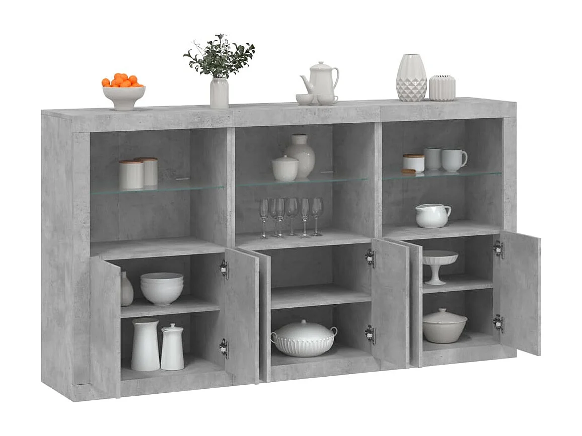 Buffet | Bahut | Meuble de rangement avec lumières LED gris béton 181,5x37x100 cm