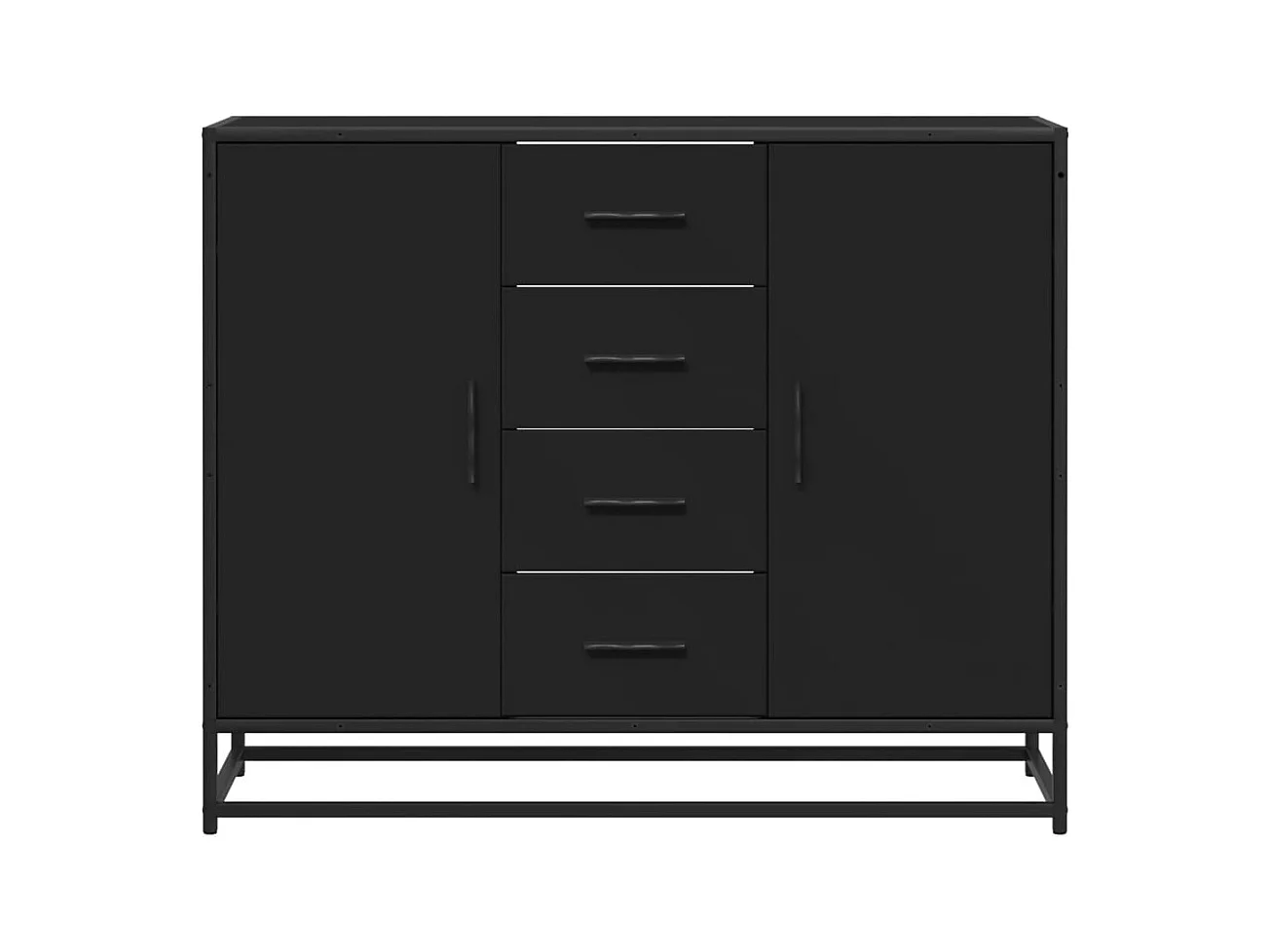 Buffet | Commode à tiroir | Meuble de rangement noir 92x35x76 cm bois d’ingénierie