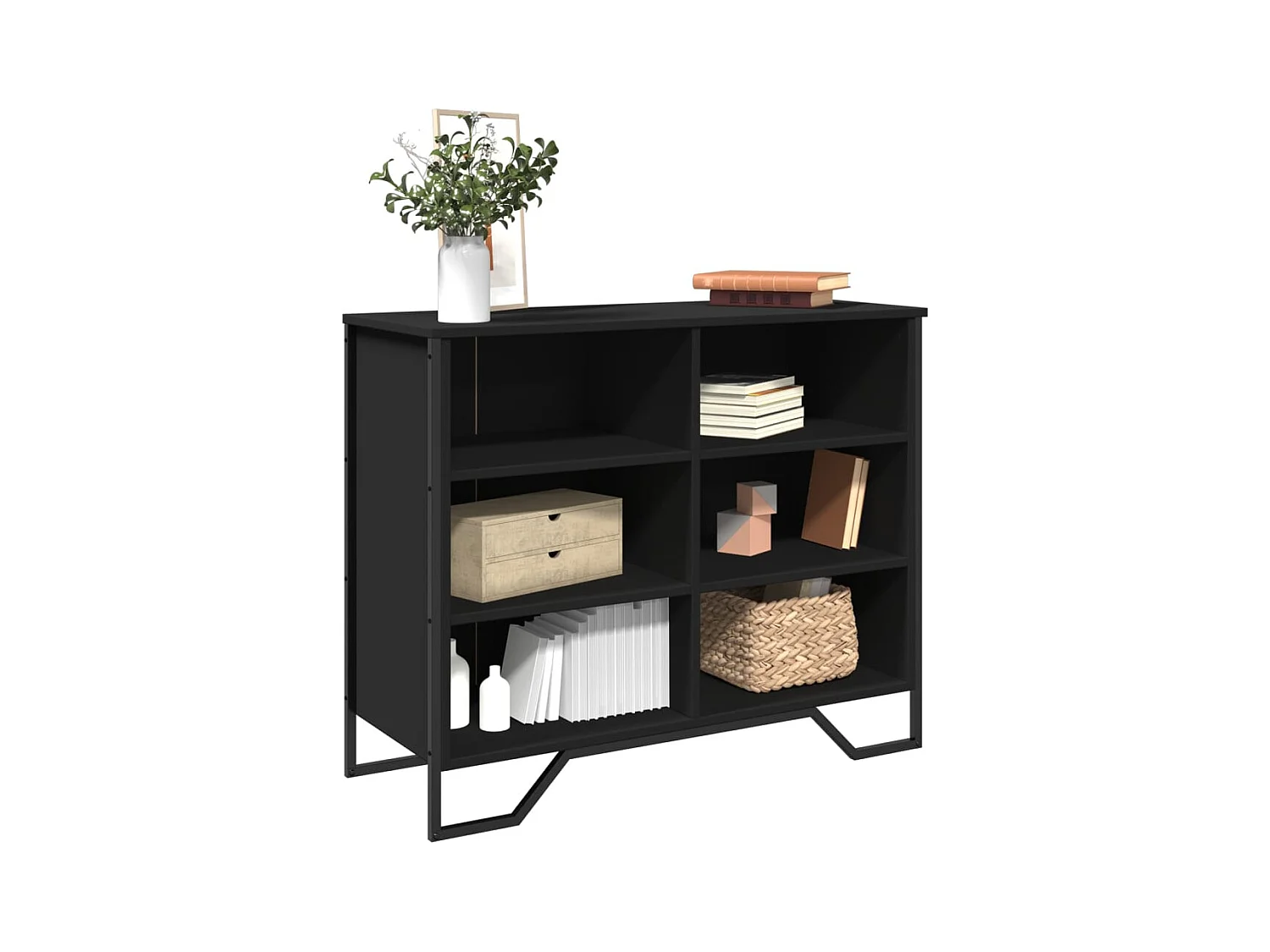 Buffet | Bahut | Meuble de rangement noir 91x35,5x74,5 cm bois d’ingénierie