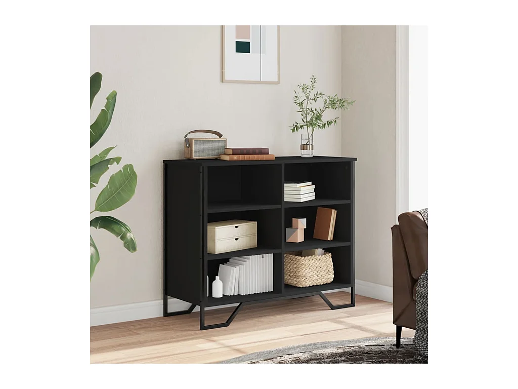 Buffet | Bahut | Meuble de rangement noir 91x35,5x74,5 cm bois d’ingénierie