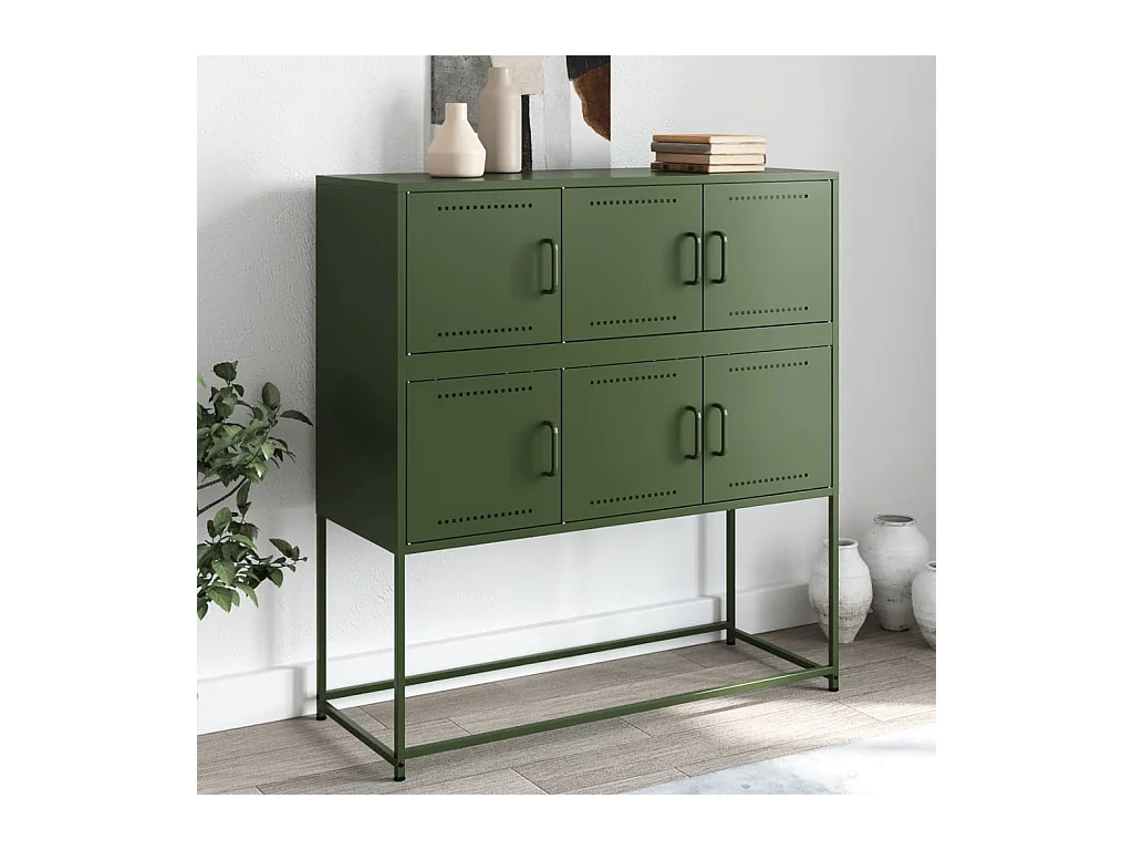 Buffet | Bahut | Meuble de rangement vert olive 100,5x39x107 cm acier