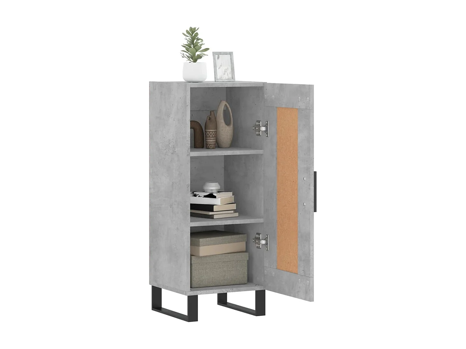 Credenza | Buffet | Armadio Grigio Cemento 34,5x34x90 cm in Legno Multistrato