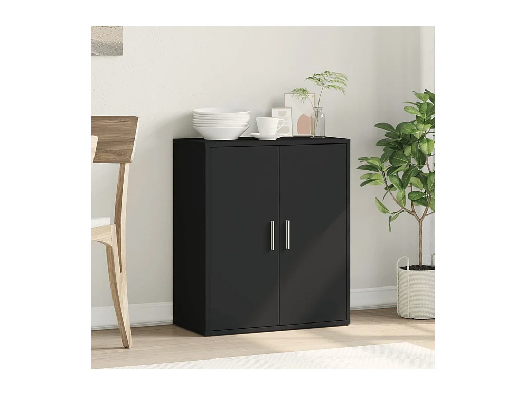 Buffet | Bahut | Meuble de rangement noir 60x31x70 cm bois d'ingénierie
