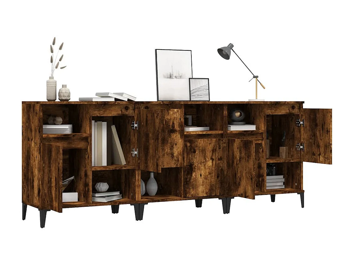 Buffets | Bahuts | Meuble de rangement 3 pcs chêne fumé 60x35x70 cm bois d'ingénierie