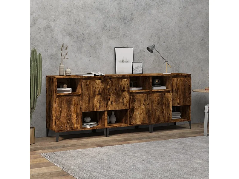 Buffets | Bahuts | Meuble de rangement 3 pcs chêne fumé 60x35x70 cm bois d'ingénierie