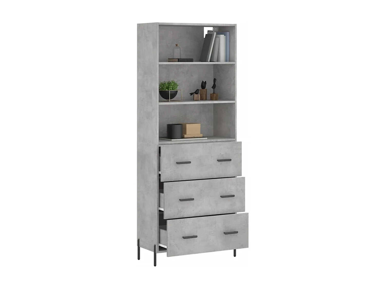 Credenza | Buffet | Armadio Grigio Cemento 69,5x34x180 cm in Legno Multistrato