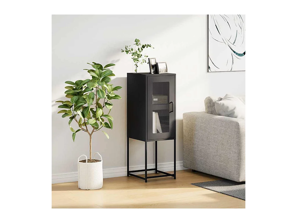 Buffet | Bahut | Meuble de rangement noir 36x39x107 cm acier laminé à froid