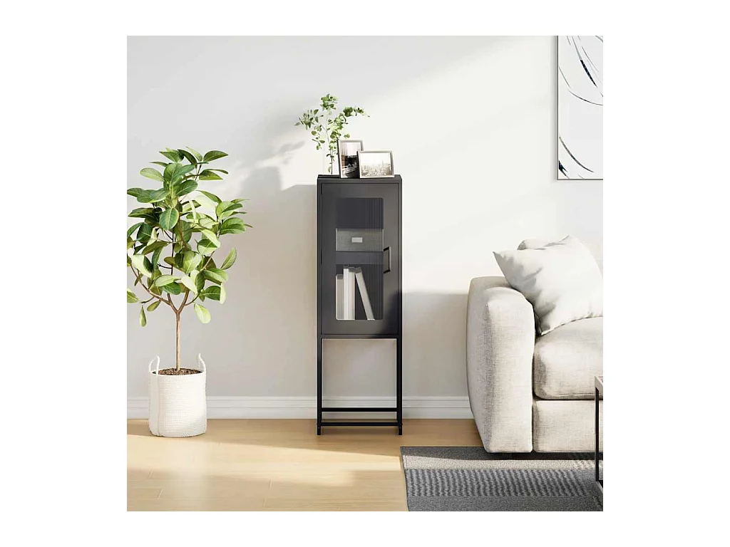 Buffet | Bahut | Meuble de rangement noir 36x39x107 cm acier laminé à froid