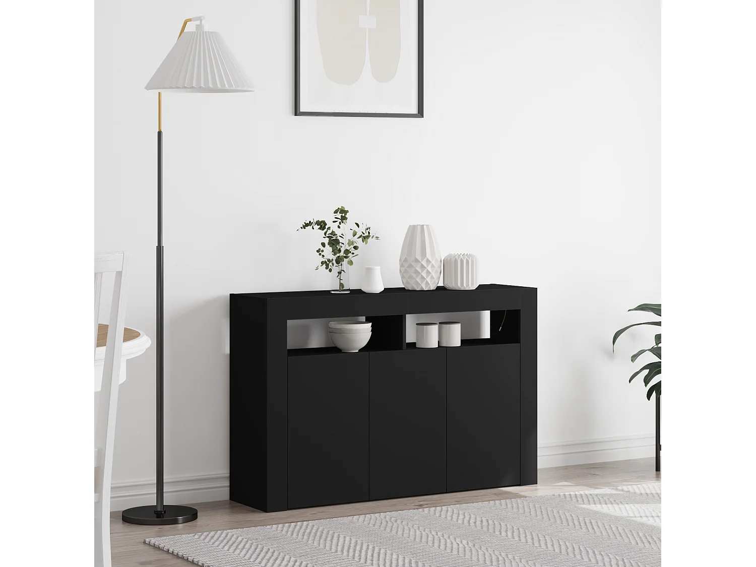 Buffet | Bahut | Meuble de rangement Noir Bois d'ingénierie 116 x 30 x 75 cm Buffet | Bahut | Meuble de rangement