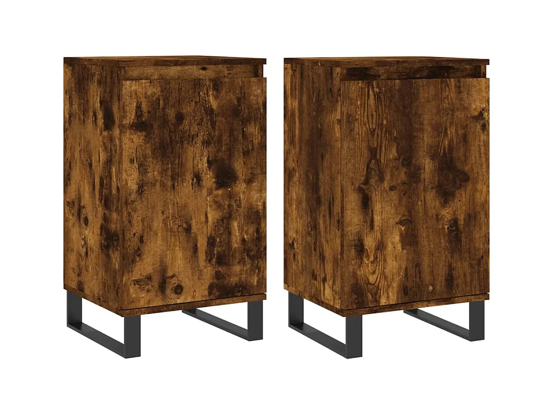 Buffets | Bahuts | Meuble de rangement 2 pcs chêne fumé 40x35x70 cm bois d'ingénierie