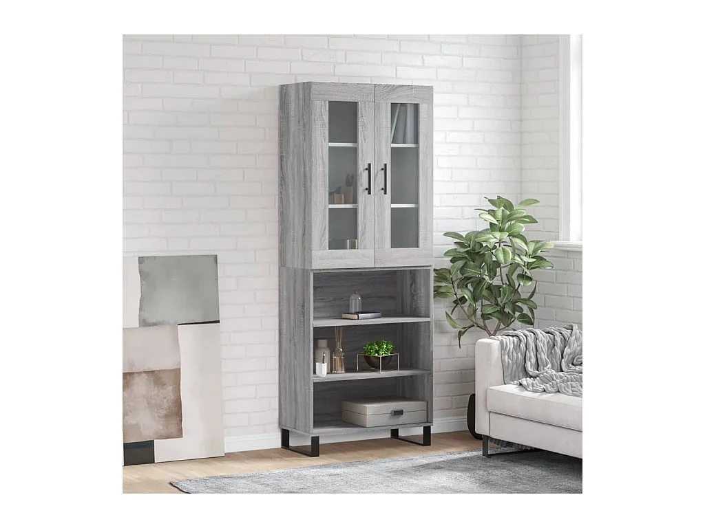 Credenza | Buffet | Armadio Grigio Sonoma 69,5x34x180 cm in Legno Multistrato