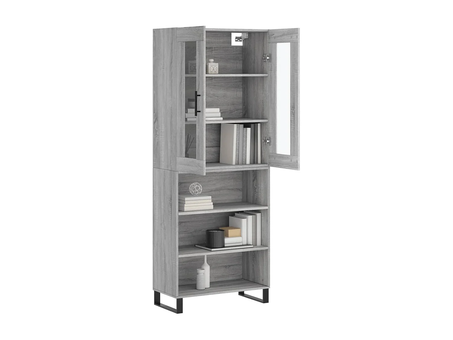 Buffet | Bahut | Meuble de rangement haut Sonoma gris 69,5x34x180 cm Bois d'ingénierie