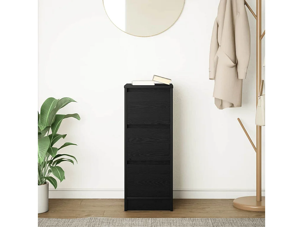 Buffet | Commode à tiroir | Meuble de rangement chêne noir 29,5x34x76 cm bois d'ingénierie