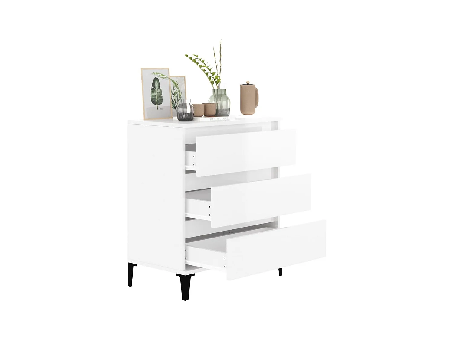 Credenza | Buffet | Armadio Bianco Lucido 60x35x70 cm in Legno Multistrato