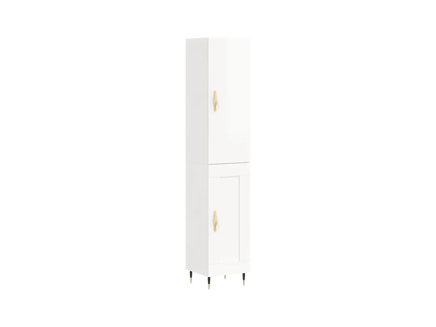 Credenza | Buffet | Armadio 34,5x34x180 cm in Legno Multistrato Bianco Lucido