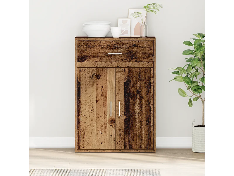 Buffet | Bahut | Meuble de rangement avec tiroir Vieux bois 79 x 38 x 80 cm Bois d'ingénierie