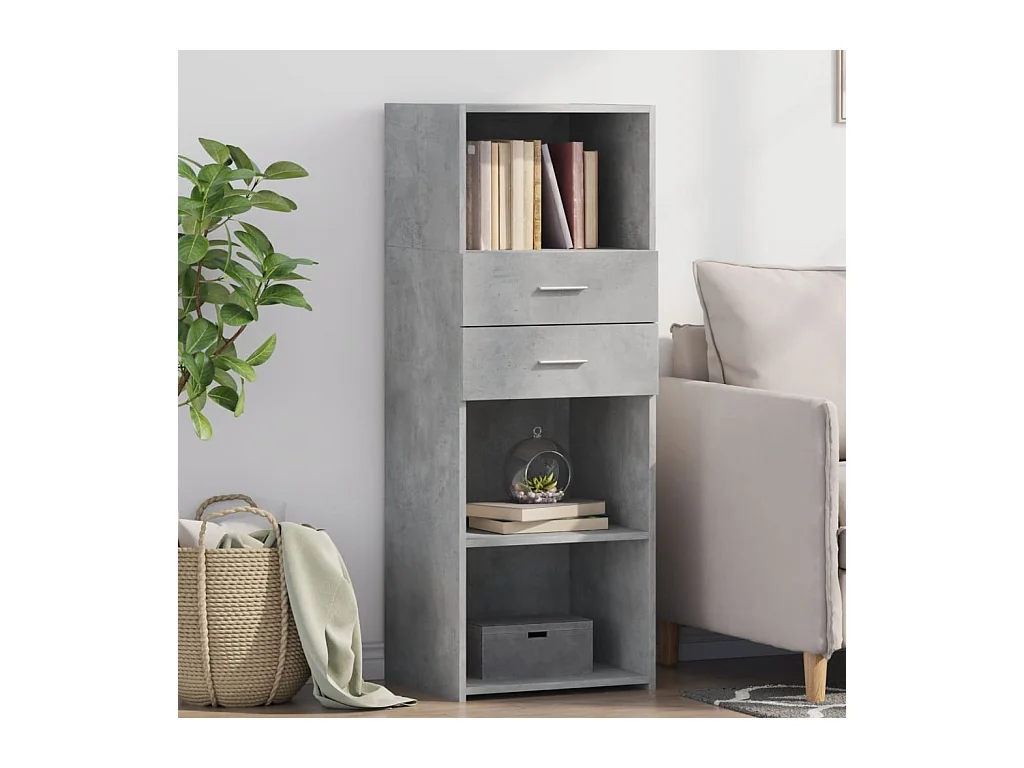 Buffet | Bahut | Meuble de rangement haut gris béton 45x42,5x124 cm bois d'ingénierie