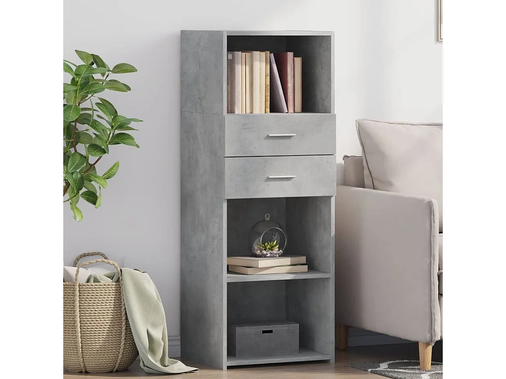 Credenza | Buffet | Armadio Grigio Cemento 45x42,5x124 cm in Legno Multistrato