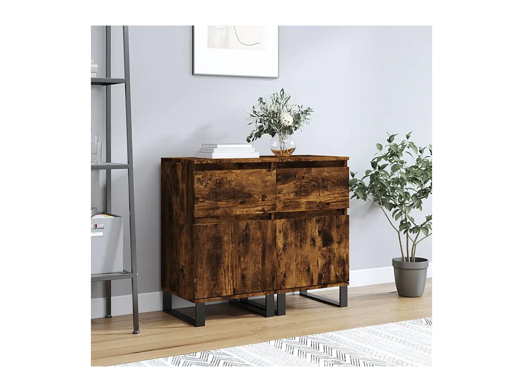 Credenze | Buffet | Armadi 2 pz Rovere Fumo 40x35x70 cm in Legno Multistrato