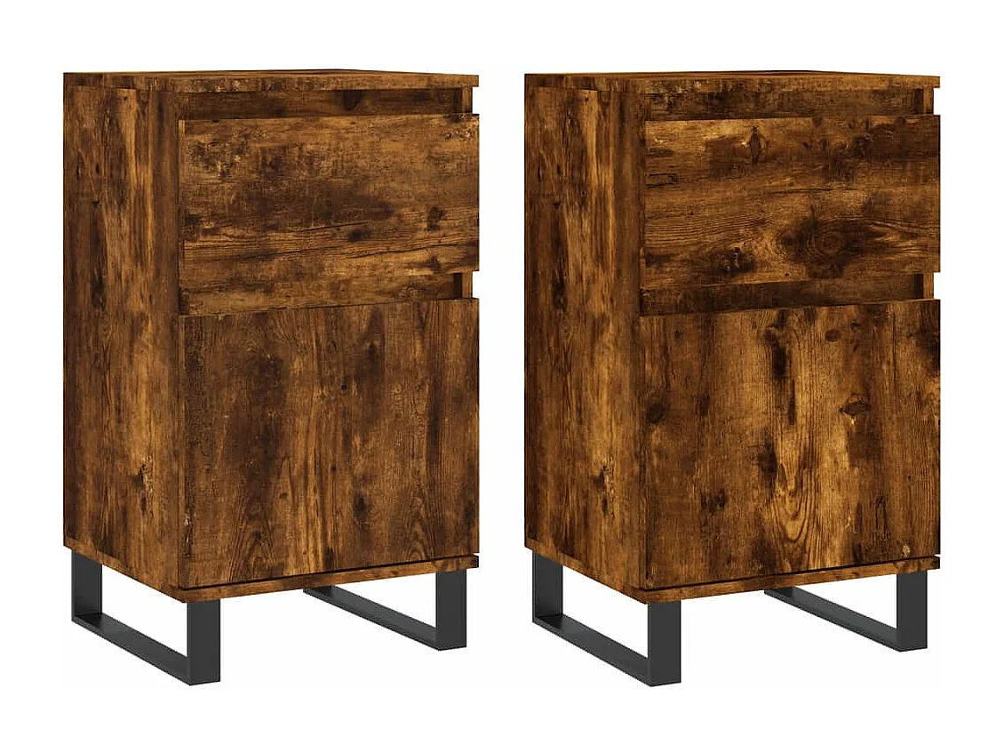 Buffets | Bahuts | Meuble de rangement 2 pcs chêne fumé 40x35x70 cm bois d'ingénierie