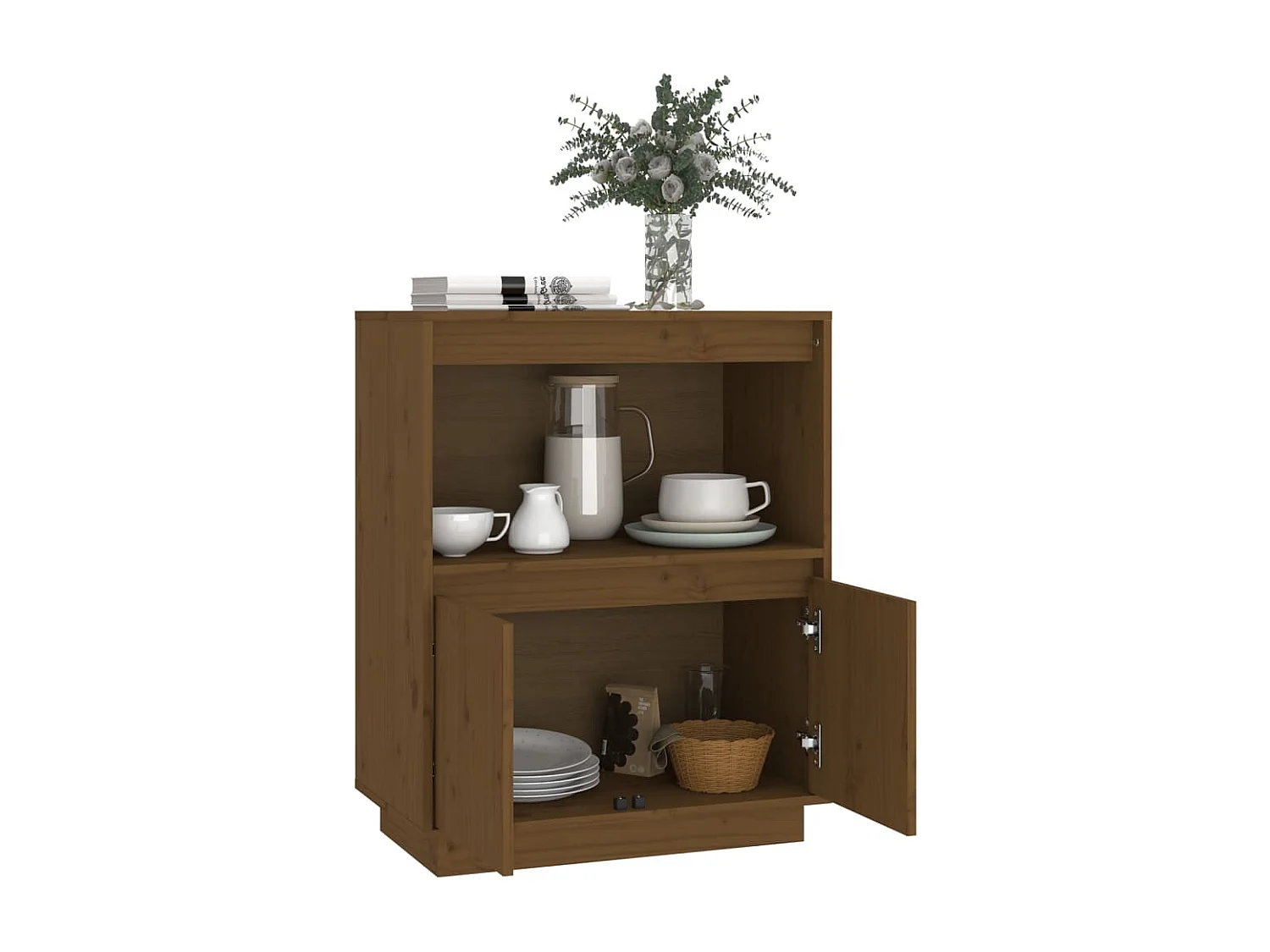 Buffet | Bahut | Meuble de rangement Marron miel 60x34x75 cm Bois massif de pin